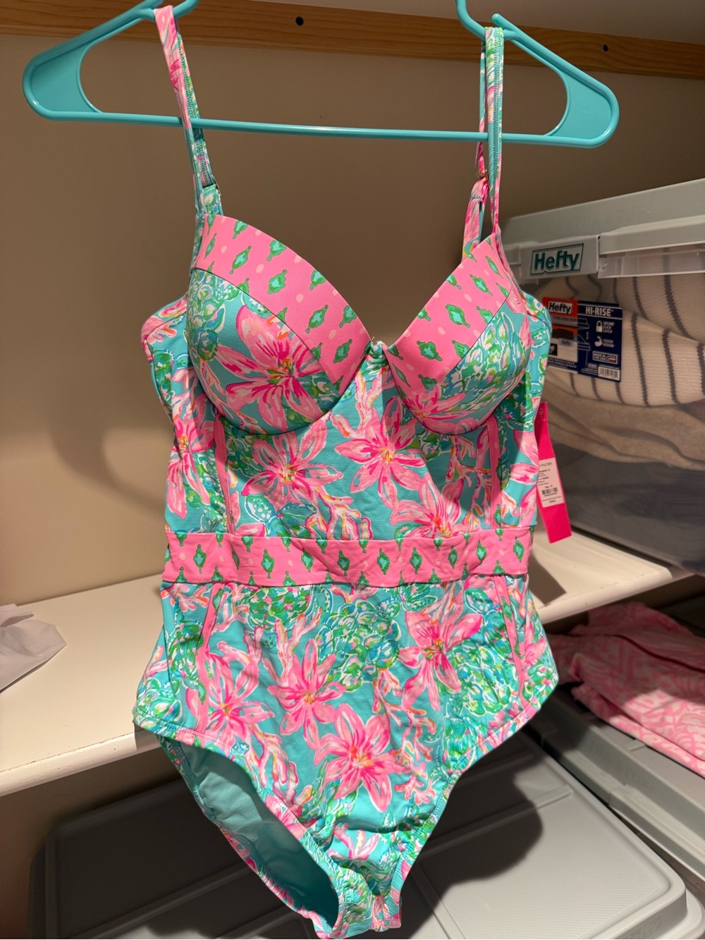 Lilly Pulitzer Pink, Turquoise & Green Palma one piece swimsuit - Picture 2 of 3